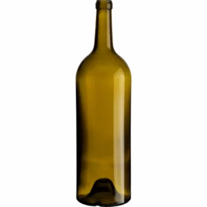 1.5L Antique Green Bordeaux Wine Bottle - Front View