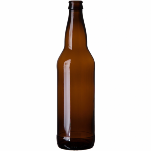 22 oz. (651 ml) Amber Glass Beer Bottle with Pry-Off Crown Closure