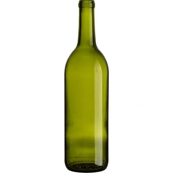 750ml Bordeaux Wine Bottle in Champagne Green - Front View