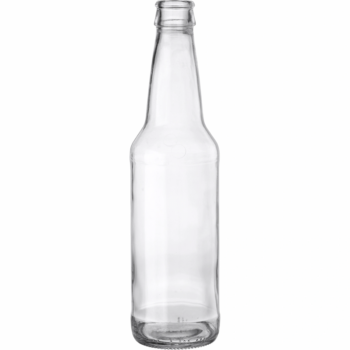 355ml (12 oz.) Clear Glass Long Neck Beer Bottle with Pry-Off Crown Closure
