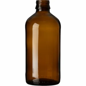 Amber glass stubby beer bottle with twist-off neck