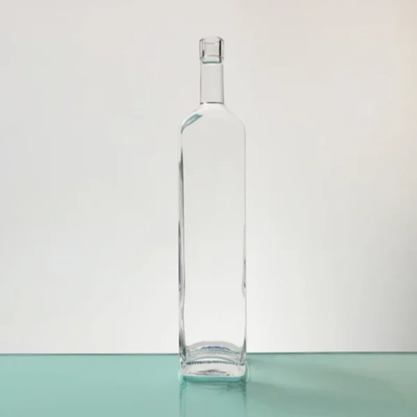 700ml Oblong Engraved Cork-Closed High Clarity Flint Glass Rum Bottle