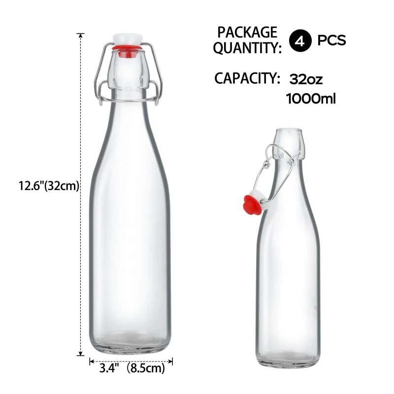 Classic Swing Top Glass Bottles 16oz with Caps 