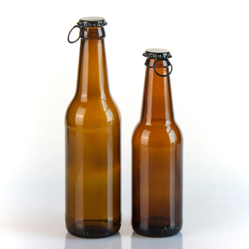 amber beer bottles with caps
